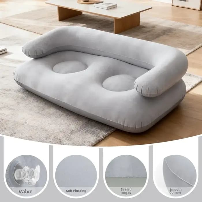 Canapé gonflable double floqué portable pour camping en extérieur et salon à domicile