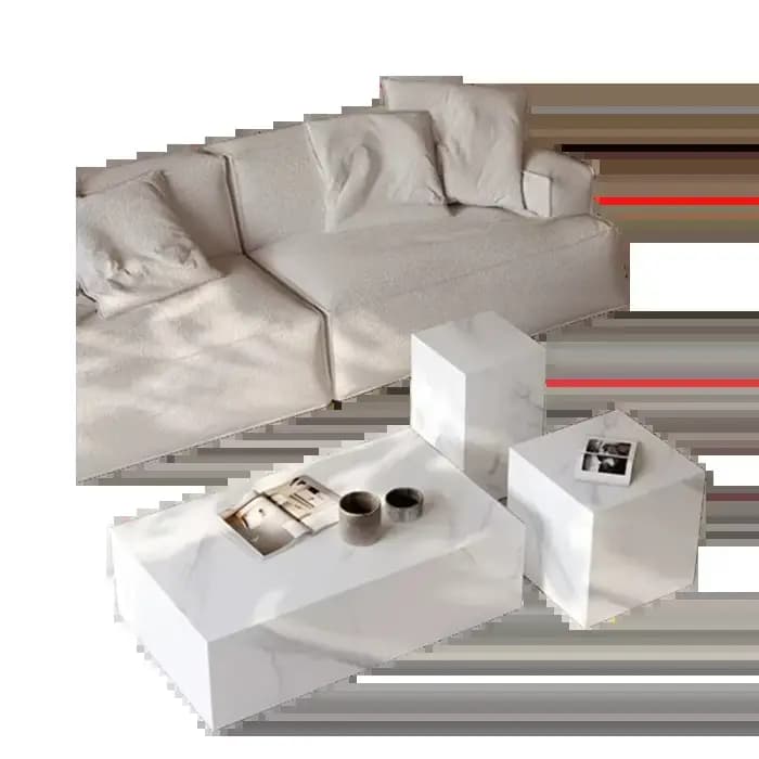 Chambre Table en marbre De luxe blanc Unique minimaliste canapé Table d'appoint carré esthétique Mes