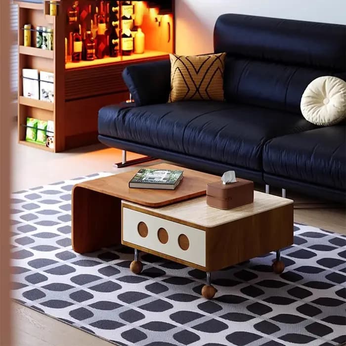 Table basse rétractable à la mode moderne avec rangement Unique Glam
