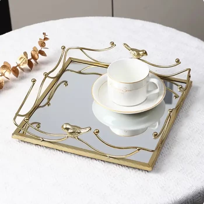 Plateau miroir rectangulaire en verre