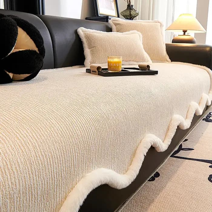 Housse de canapé irrégulière de luxe léger, sensation haut de gamme, en chenille douce, toutes saiso