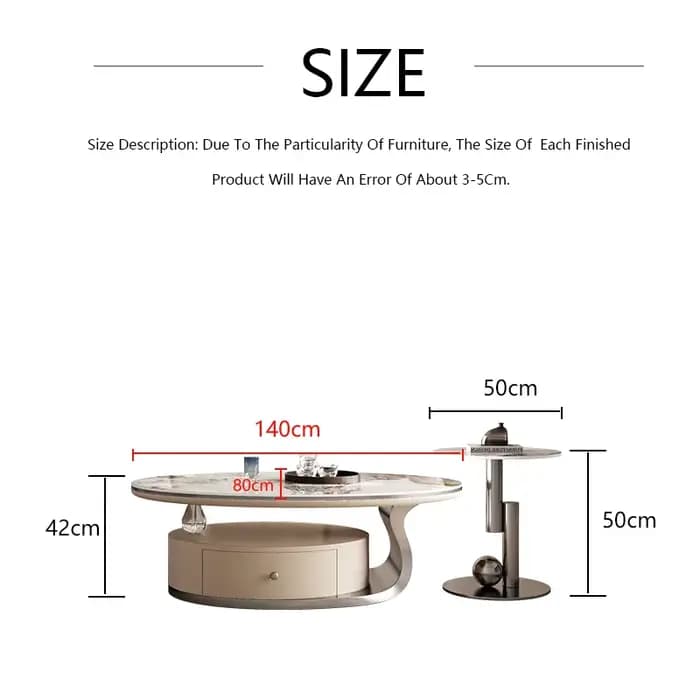 Table Basse Ovale en Acier Inoxydable
