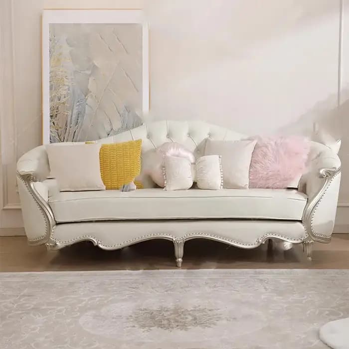 Canapé irrégulier de luxe design blanc intérieur salon clair mode