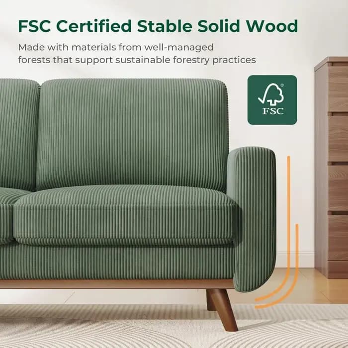 Canapé causeuse Vesgantti 68 – Vert, velours côtelé confortable avec coussin à ressorts, cadre en bo