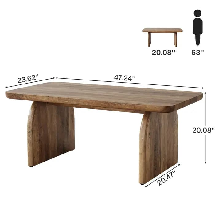 Tribesigns Farmhouse Table basse rectangulaire, table à thé cocktail centrale en bois d'ingénierie d