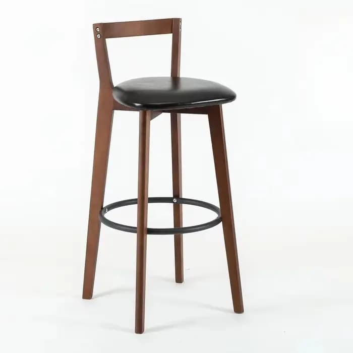 Tabouret de Bar nordique avec dossier en bois massif
