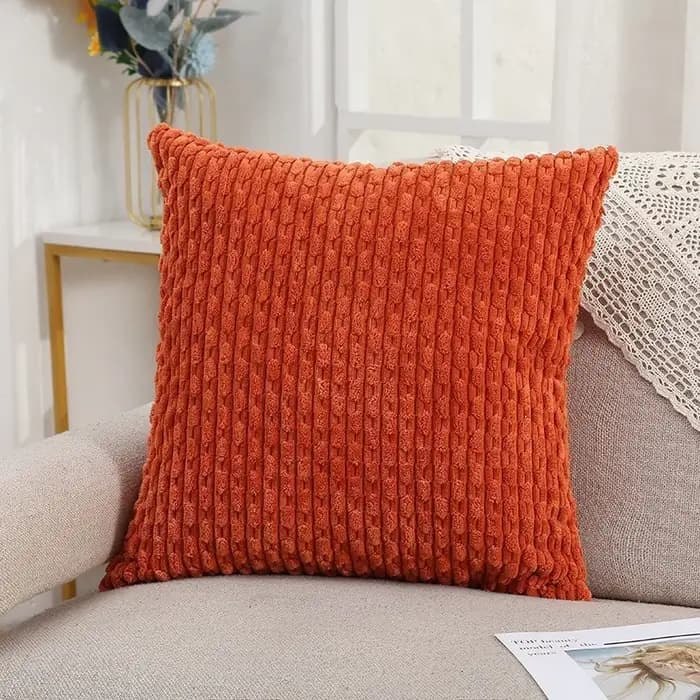 Housse de coussin classique en velours côtelé à chaîne courte