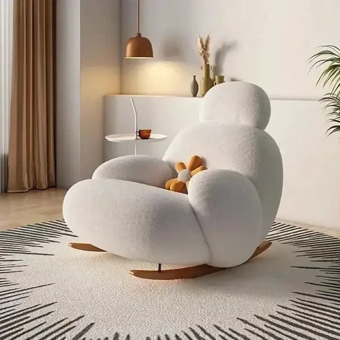 Chaise de Salon blanche moelleuse, inclinable au sol ergonomique et moderne, Meuble de Salon, meuble