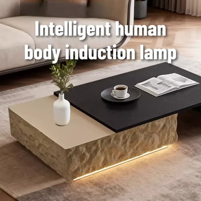 Table basse avec lampe à induction et rangement
