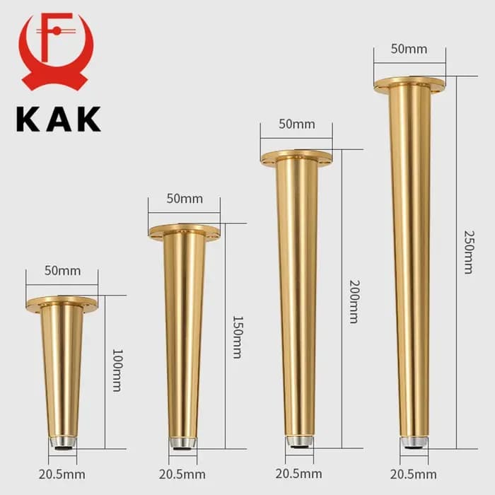 KAK – pieds de meuble réglables en alliage d'aluminium or
