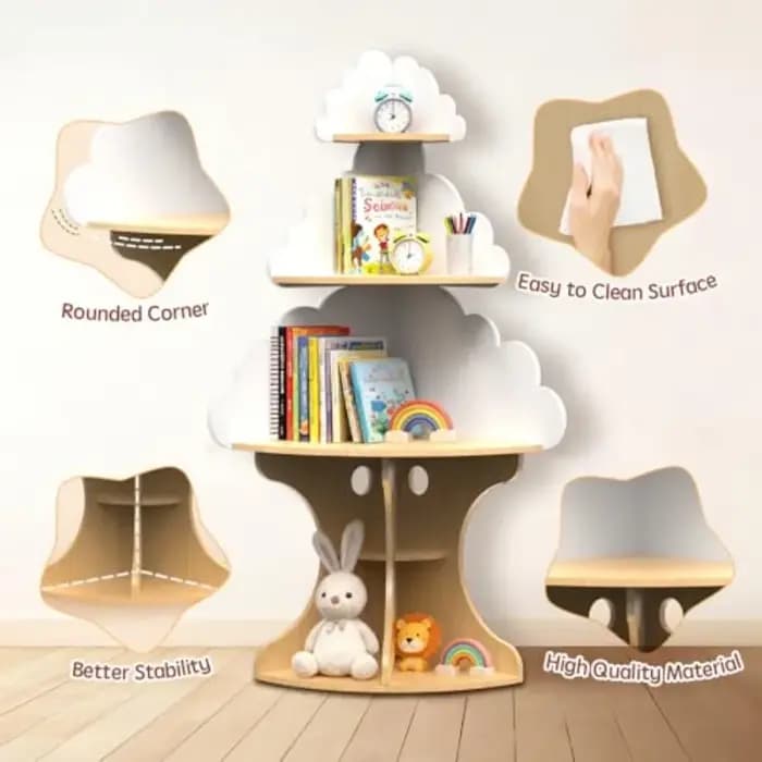 Bibliothèque pour nuage, bibliothèque d'angle Montessori peu encombrante pour tout-petits, pour cham