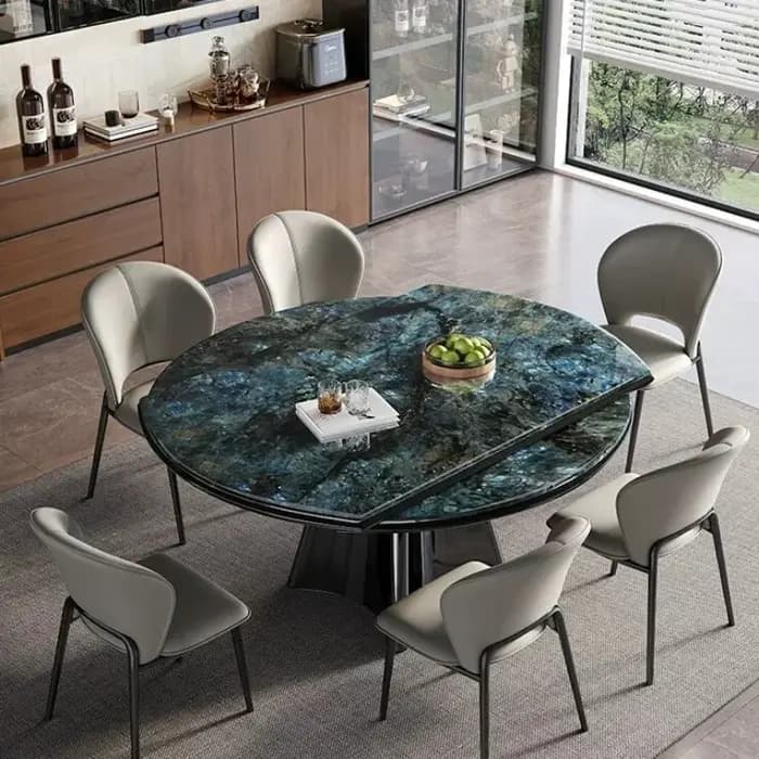 Table à manger ronde multifonctionnelle de luxe italienne extensible avec organisateur