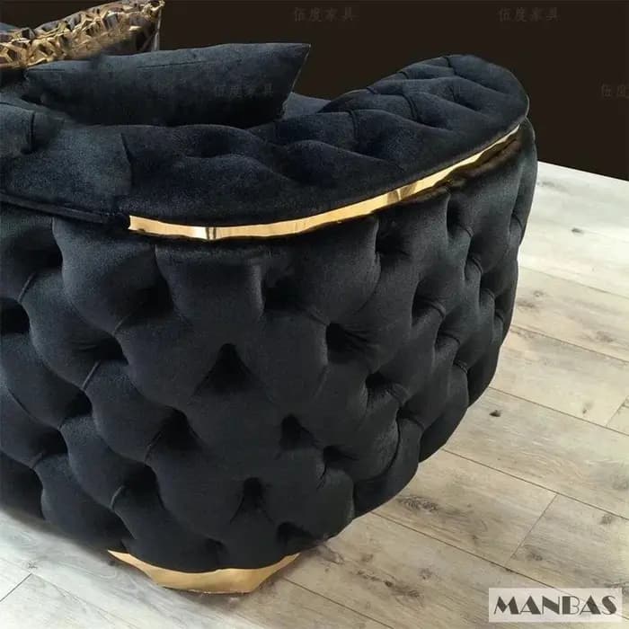 Linlamlim Canapé sectionnel Chesterfield classique avec boutons en tissu