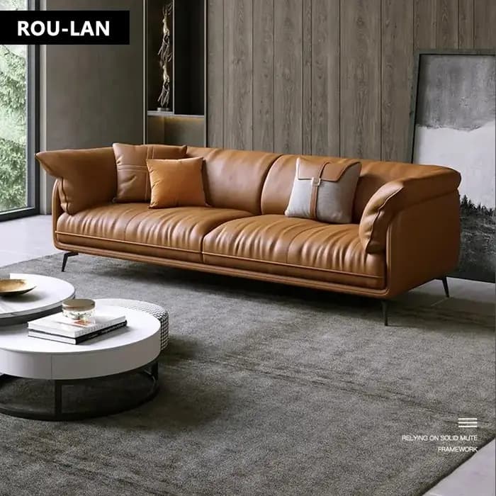 Canapé en cuir de salon minimaliste moderne