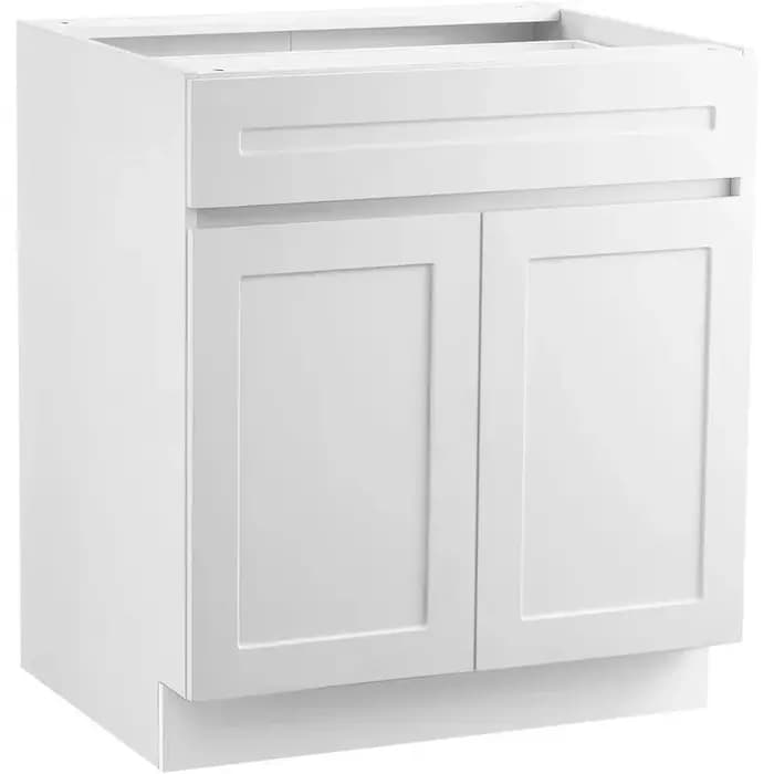 Meuble bas de rangement style Shaker blanc Bestseller36, non assemblé, 36 de largeur x 24 de profond