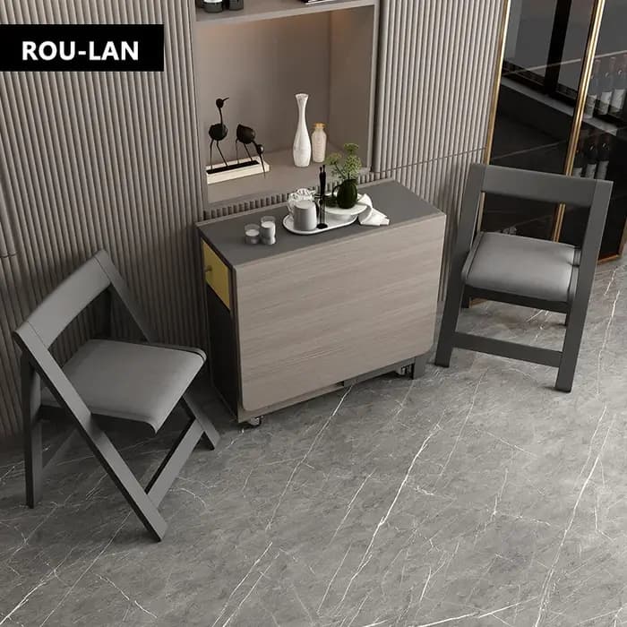 Table de Salle à Manger Pliante avec Rangement T1 et Deux Tiroirs de Rangement