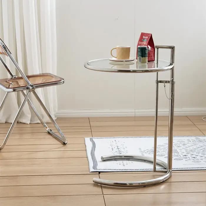Petite table basse relevable en acier inoxydable