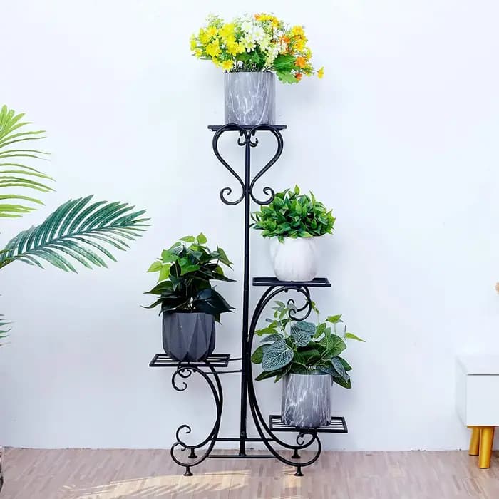 Étagère en métal pour plantes, présentoir à fleurs, jardinière de jardin, support avec étagères à 4
