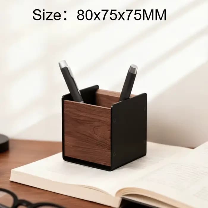 Organisateur de bureau en bois massif noyer avec supports en alliage d'aluminium – Rangement pratiqu
