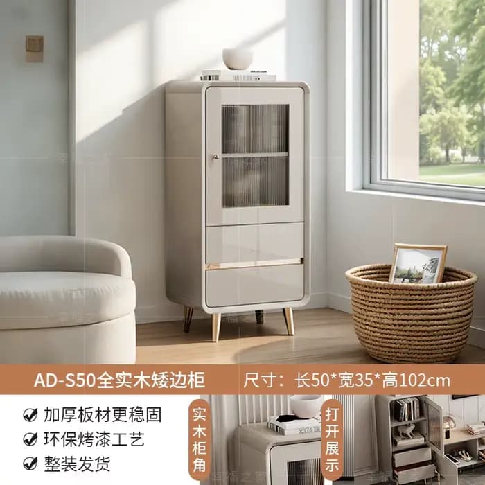 Meuble TV de Rangement pour Chambre à Coucher en Bois Massif, Petit Meuble TV Blanc Moderne et Intel