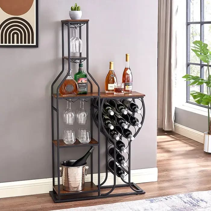 Boulangers à vin 11 bouteilles T1, vin autoportant à 5 niveaux T1 avec porte-verre à vin et étagères