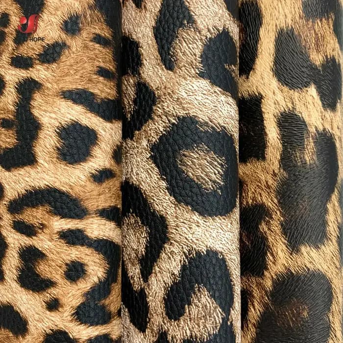 Tissu en similicuir PU motif léopard pour couture