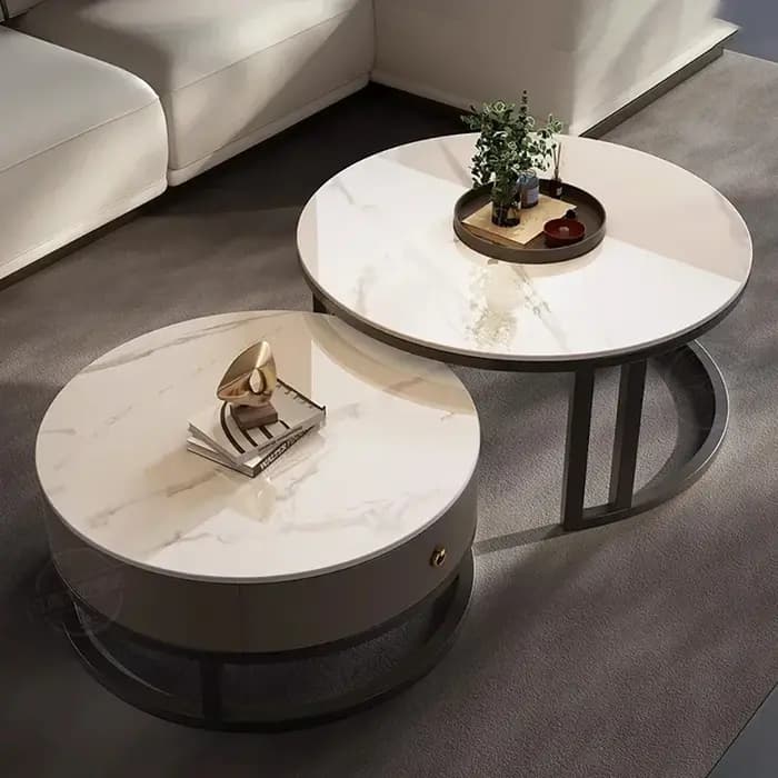 Tables basses rondes uniques imperméables modernes simples Tables basses en métal organisateur esthé