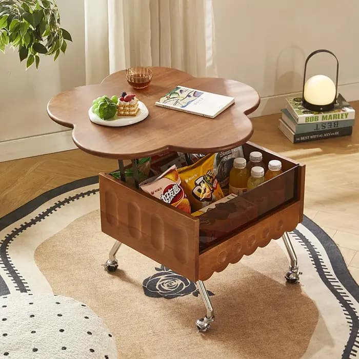 Table basse de luxe européenne sur roulettes