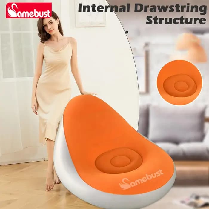 Canapé gonflable Camebust - Surface floquée, repose-pieds en PVC de haute qualité, gonflage rapide,