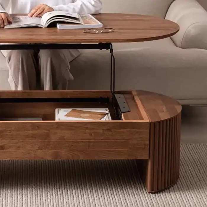 Tables basses rustiques à dessus relevable