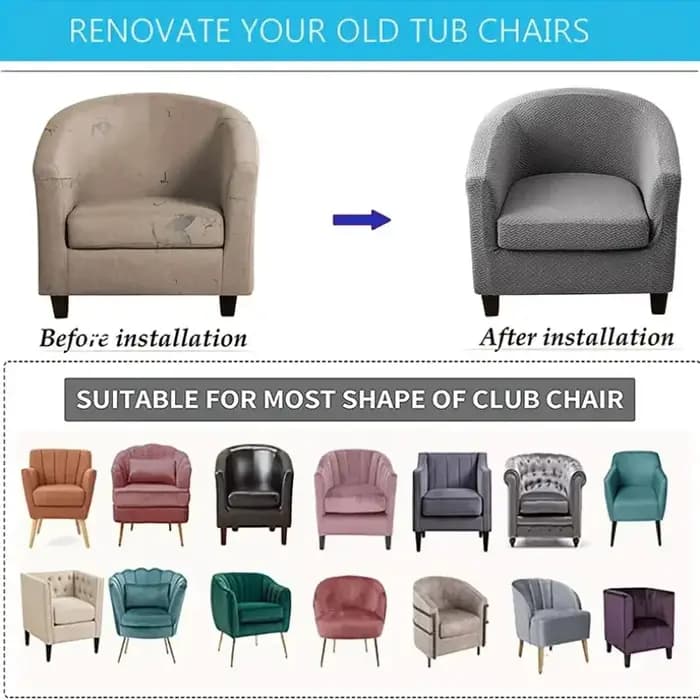 2 pièces/ensemble housse de chaise de Club extensible couleur unie