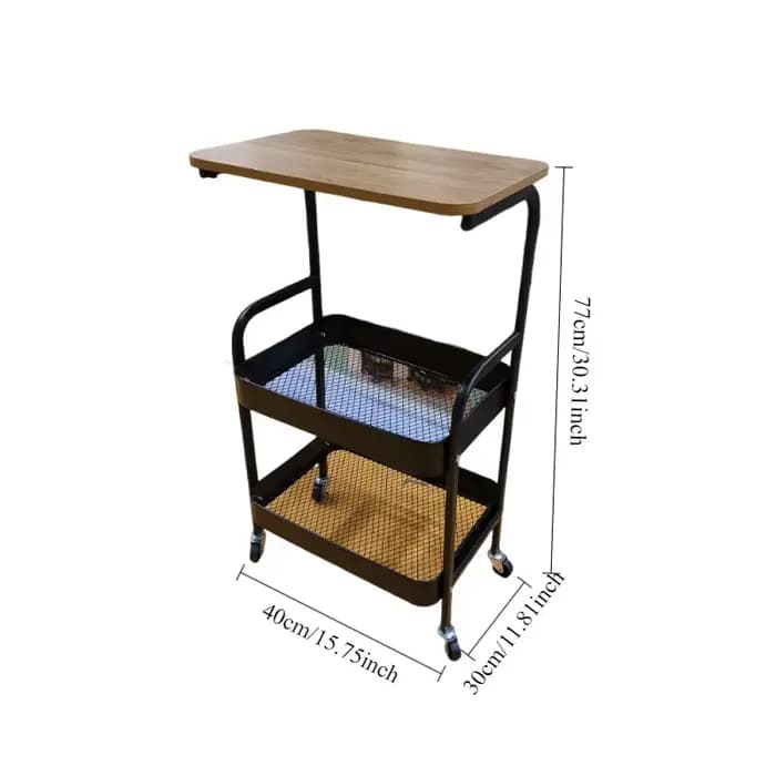 Chariot en bois table basse mobile salon canapé rangement