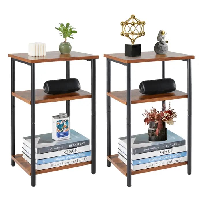 JHK Table d'appoint à 2/3 niveaux avec pieds réglables petite