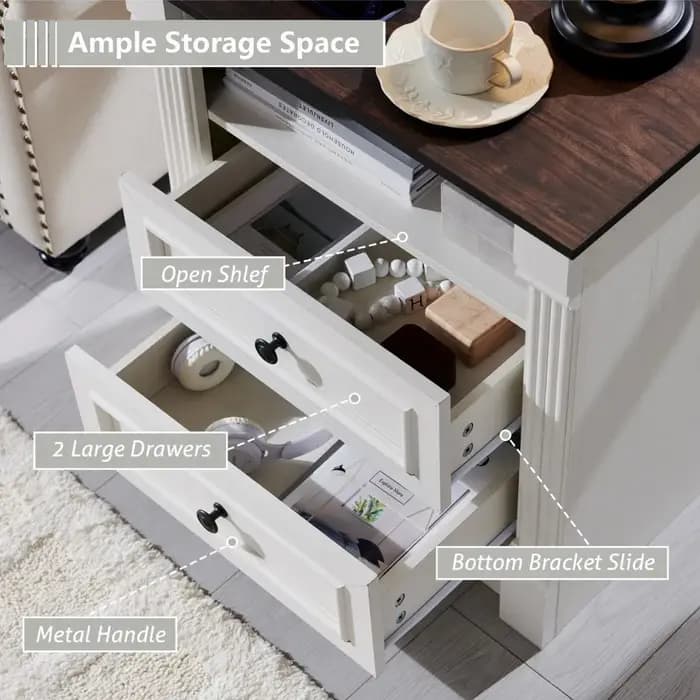 Commode à tiroirs pour chambre à coucher, grande table de chevet de style farmhouse de 23,6 po de la
