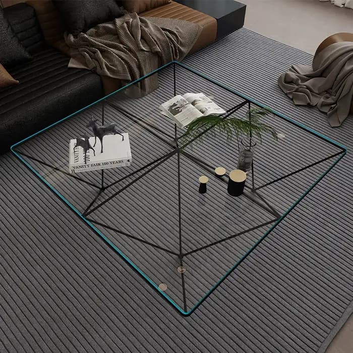 Table basse minimaliste italienne en verre transparent