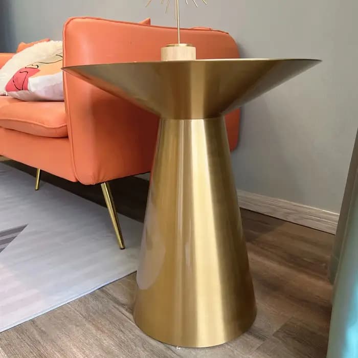 Petite Table Basse Moderne en Acier Inoxydable, Titane Brossé, Luxe Nordique observateur, Canapé d'A