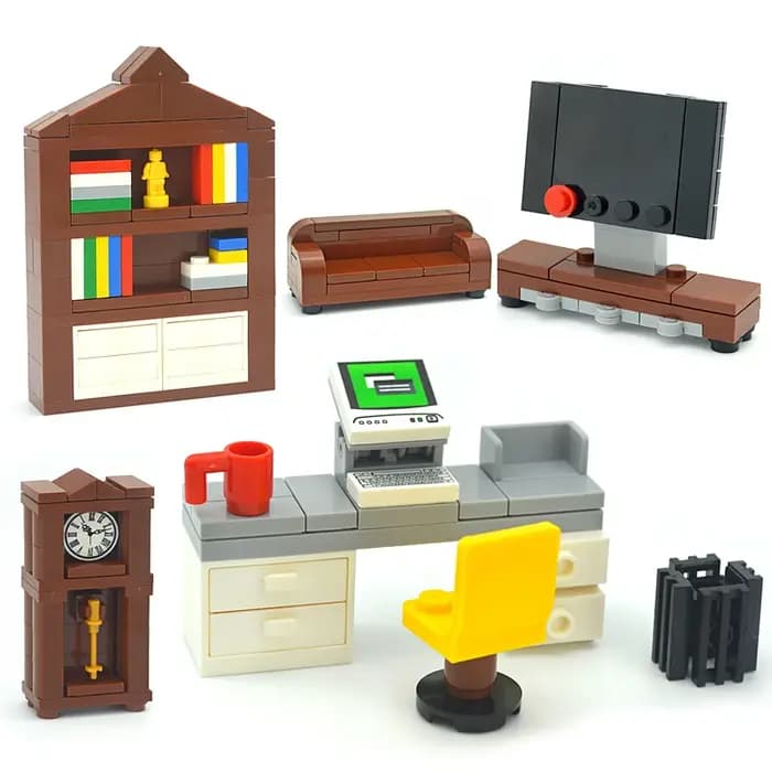 MOC – meuble créatif TV canapé brique ville