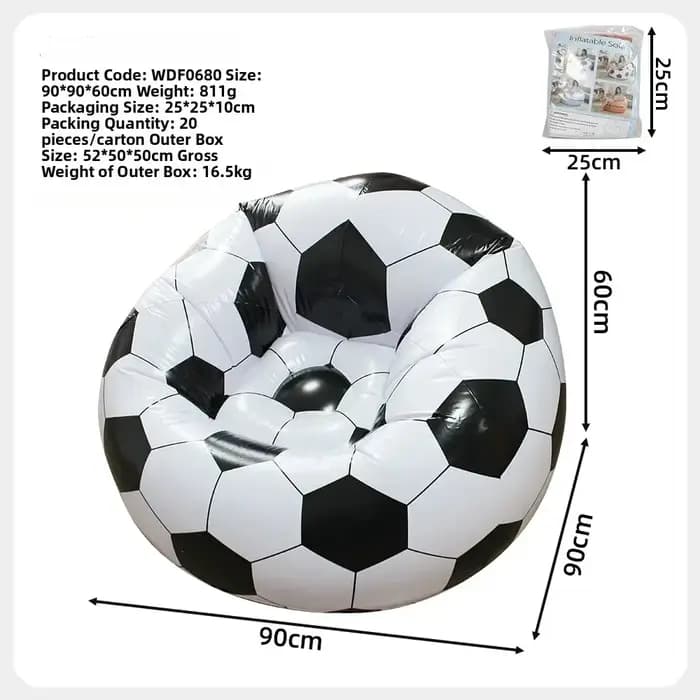 Canapé gonflable en forme de ballon de football, fauteuil paresseux confortable, 2 couleurs disponib