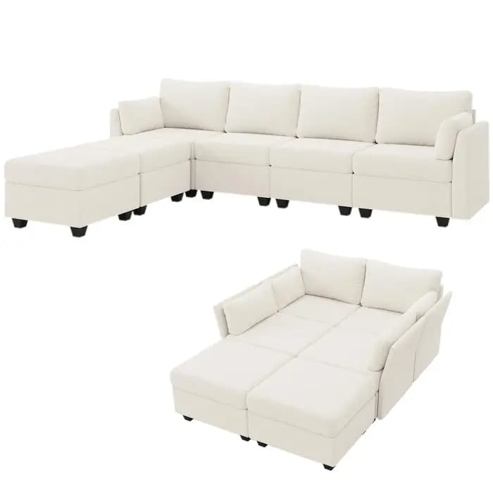 Canapé modulaire sectionnel avec rangement, mousse à mémoire de forme, convertible, en forme de U, c