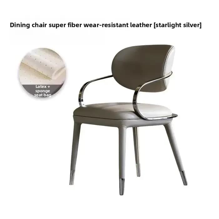 Chaise de salle à manger italienne minimaliste de luxe léger, ergonomique avec accoudoirs courbés, design élégant pour petits espaces, confort et décoration.