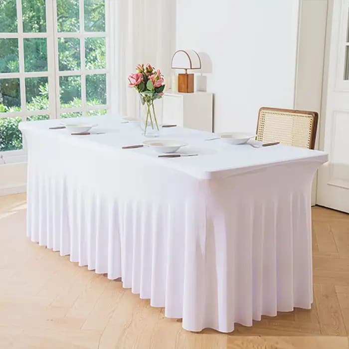 Nappe élastique hôtel conférence salle de réunion bureau Long Rectangle lourd lait soie méduse couve