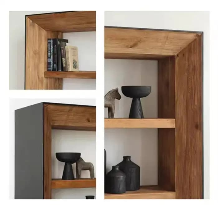 Bibliothèque en bois massif 120 x 40 x 183 cm, étagère industrielle, étagère sans dossier à 4 niveaux, organisateur de présentation pour bibliothèque à domicile