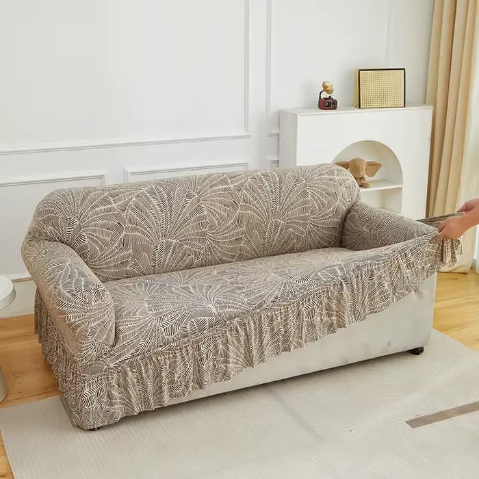 Housse de canapé extensible imprimée 1/2/3/4 places avec jupe