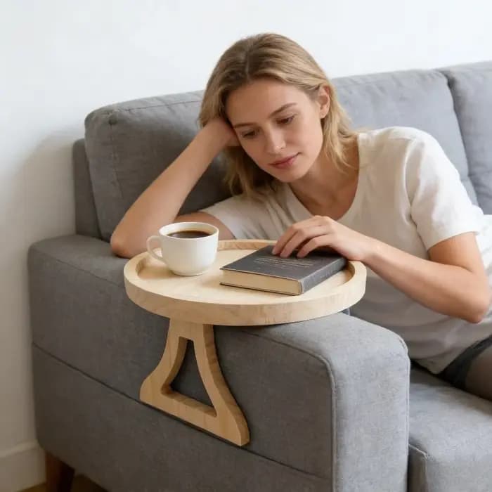 Table de canapé pliable en bambou couleur bois