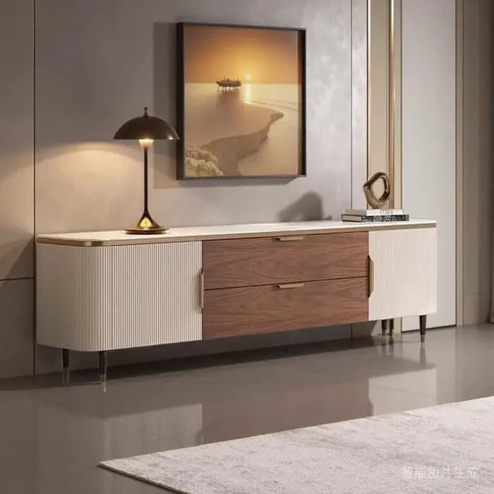 Meuble TV d'angle moderne de luxe avec tiroirs de rangement pour salon