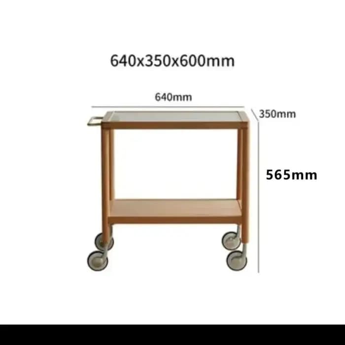 Table d'appoint mobile couleur cerise pour petit appartement, table de salon en bois massif, chariot