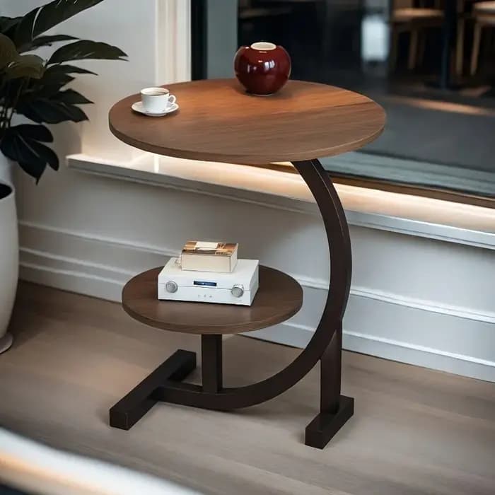Table basse moderne extensible à double niveau - Plateau en bois