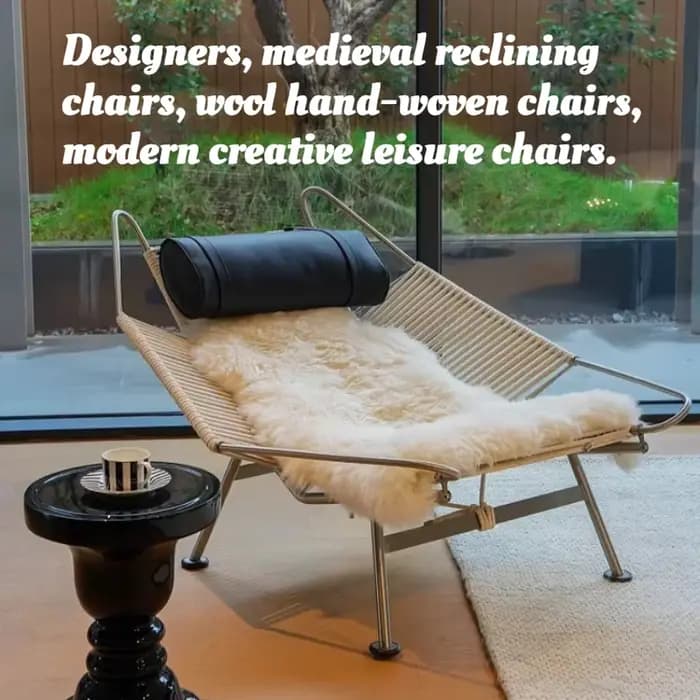 Fauteuil de salon design nordique en laine tricotée