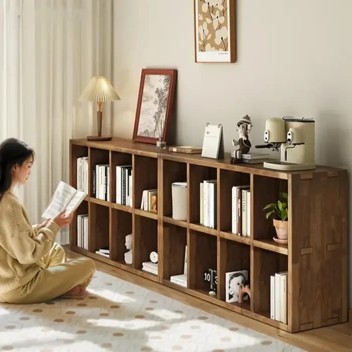 Bibliothèque courte en bois massif