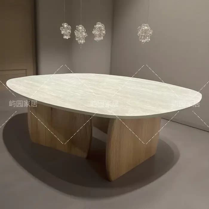 Table basse vintage ovale en bois pour salon